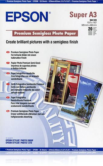 Epson Premium Semigloss Photo Paper, DIN A3 , 250g/m², 20 Sheets