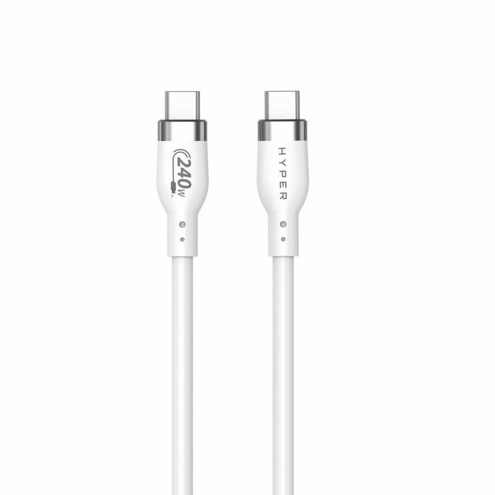Hyper HyperJuice 240W Silicone USB-C to USB-C Cable (3ft/1m), White