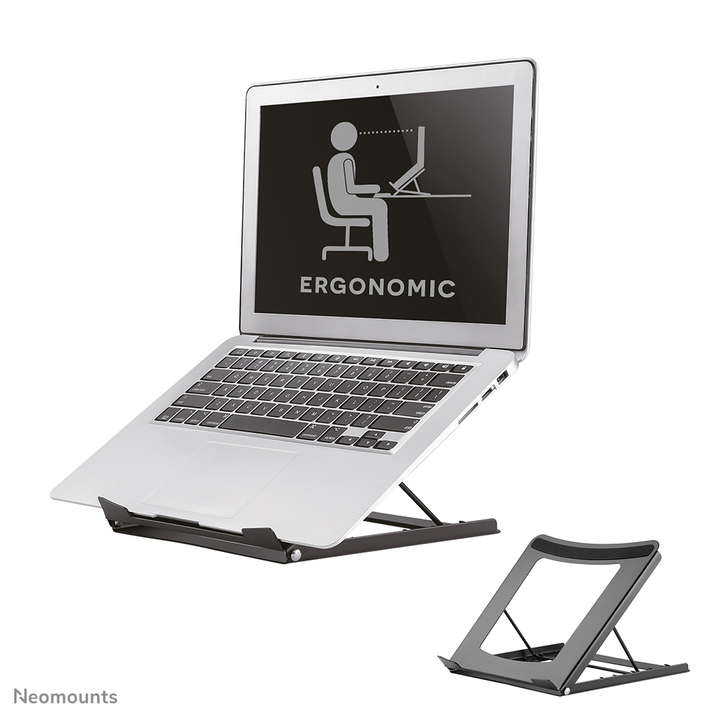 Laptop Stand - 10-16inch - Max 5 kg - 5 Height Positions - Foldable - Compact - Universal - Black