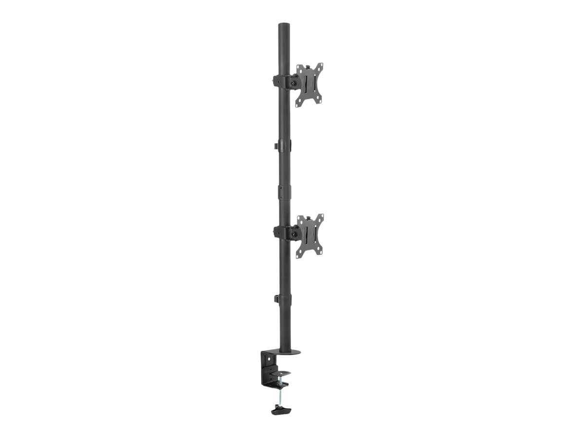 Universal Dual Monitor Mount - Vertical - 17-32inch - Max Weight 2 x 8 kg - Clamp & Grommet - Black