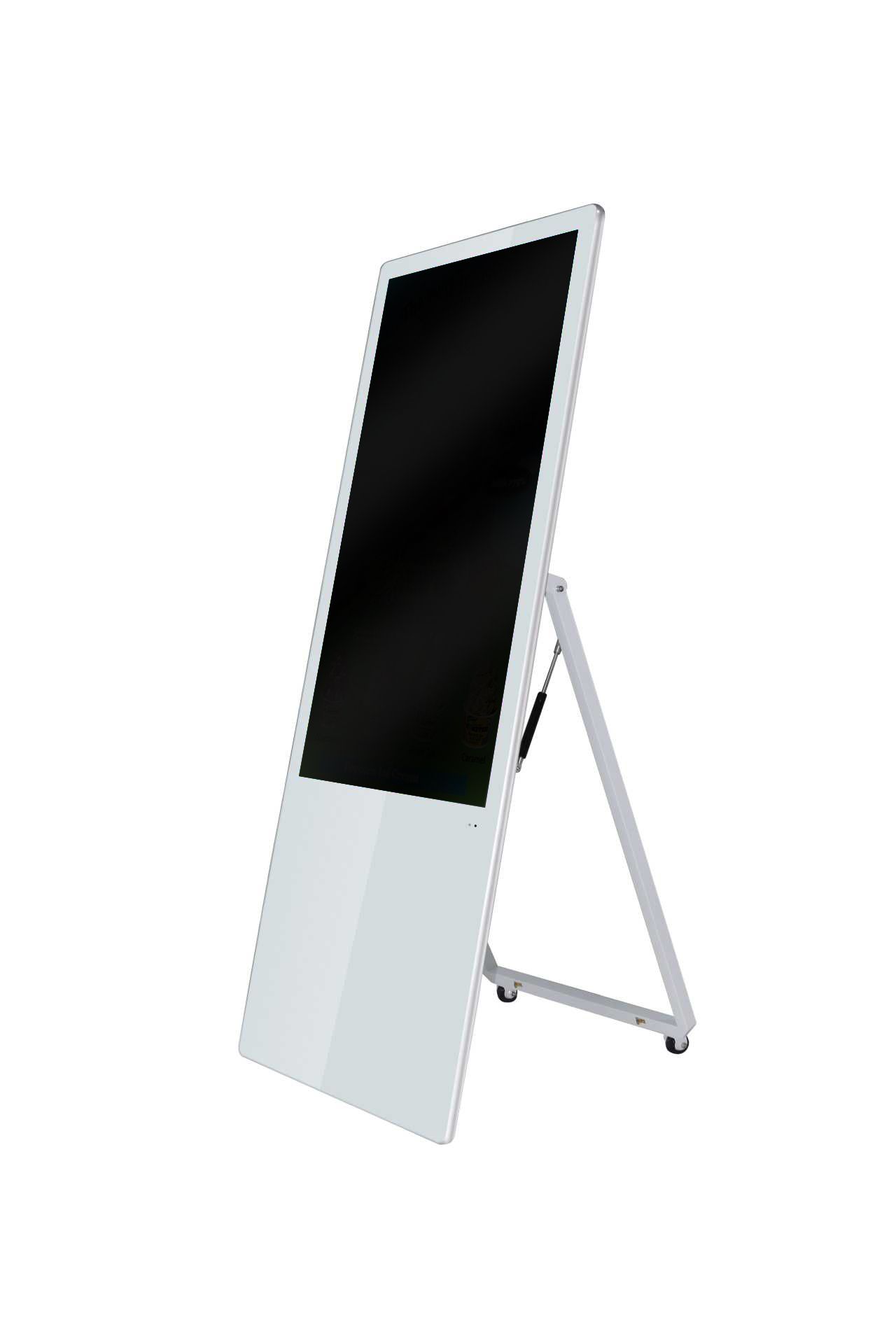 Allnet Standdisplay 43 Zoll Aufsteller mit Laufrollen 700 Nits HDMI Farbe weiß