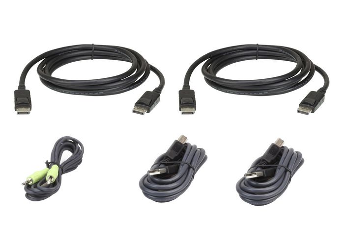 Aten USB DisplayPort Dual Display Secure KVM Cable Kit, 3 m, Black