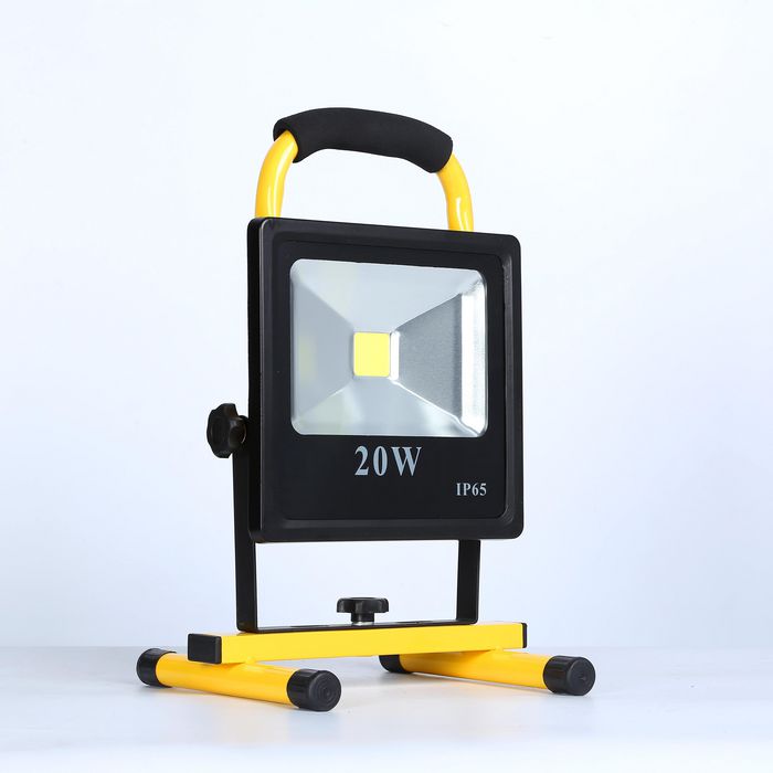 CoreParts 20W Rechargeable LED Floodlight EU plug, include Car Charger, AC Charger, USB Cable, and Instruction manual. Packed in retail box.