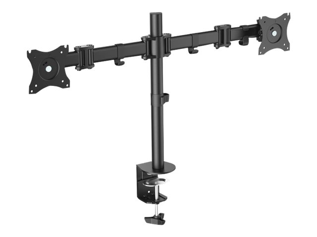 Dual Monitor Desk Clamp Mount - 15-27inch - Max Weight 2 x 8 kg -VESA Max 100 x 100 - Black