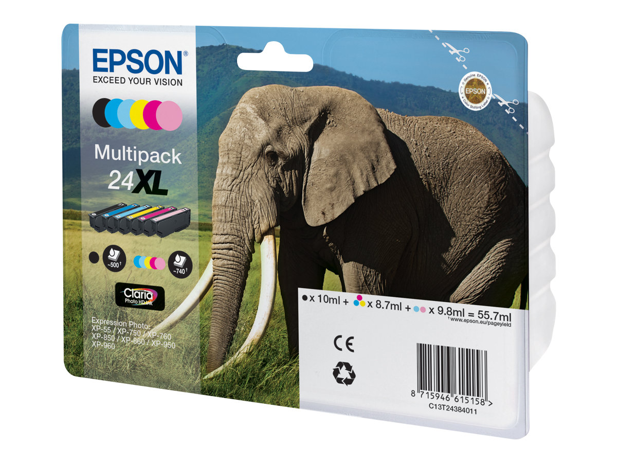 Epson 24XL Multipack Sort Gul Cyan Magenta Lys magenta Lys cyan Blæk C13T24384011