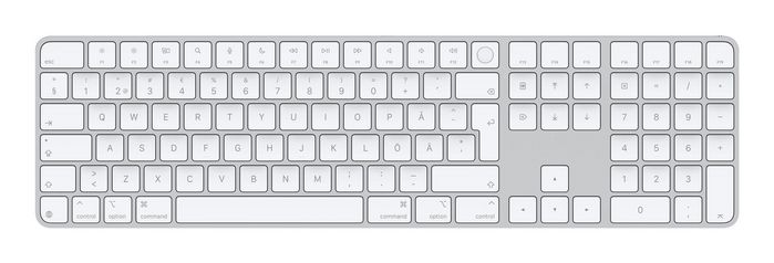 Apple Magic Keyboard with Touch ID and Numeric Keypad for Mac models with Apple silicon (USB–C) - Swedish - White Keys