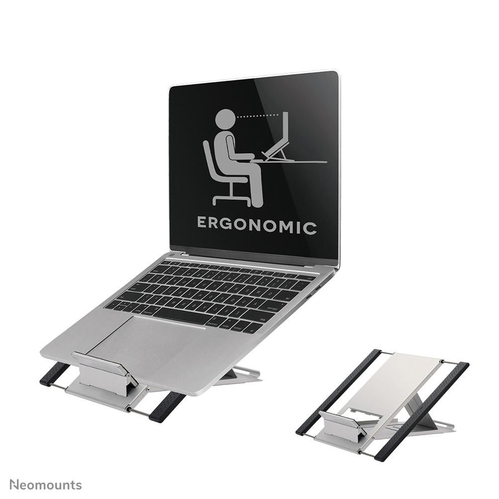 Laptop Stand - 10-22inch - Max 5 kg - 6 Height Positions - Foldable - Compact - Universal - Silver