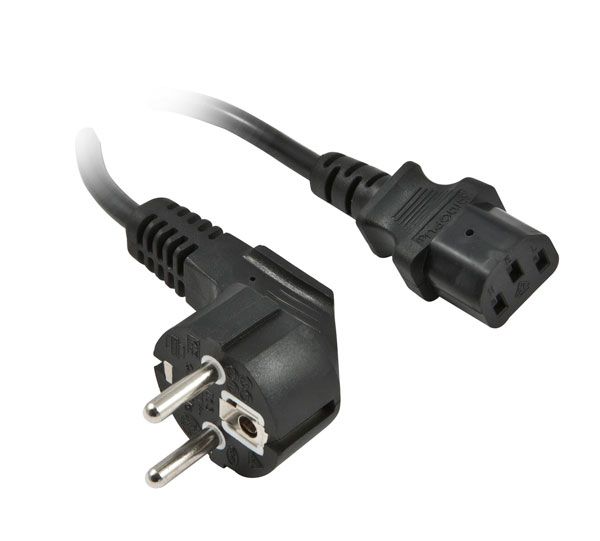 Netzkabel 230V Schutzkontakt CEE7SteckerKaltgeräte IECC13Buchse 2m Black Synergy 21