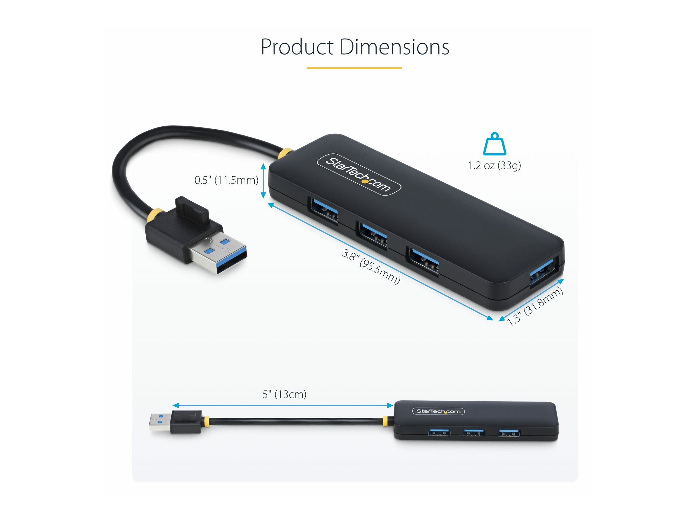 StarTech.com 4-Port USB-A Hub, 5Gbps, Bus Powered, Small Travel Mini USB Hub, Multi-Port USB 3.0 Splitter, Portable USB Hub, Overcurrent Protection (OCP)
