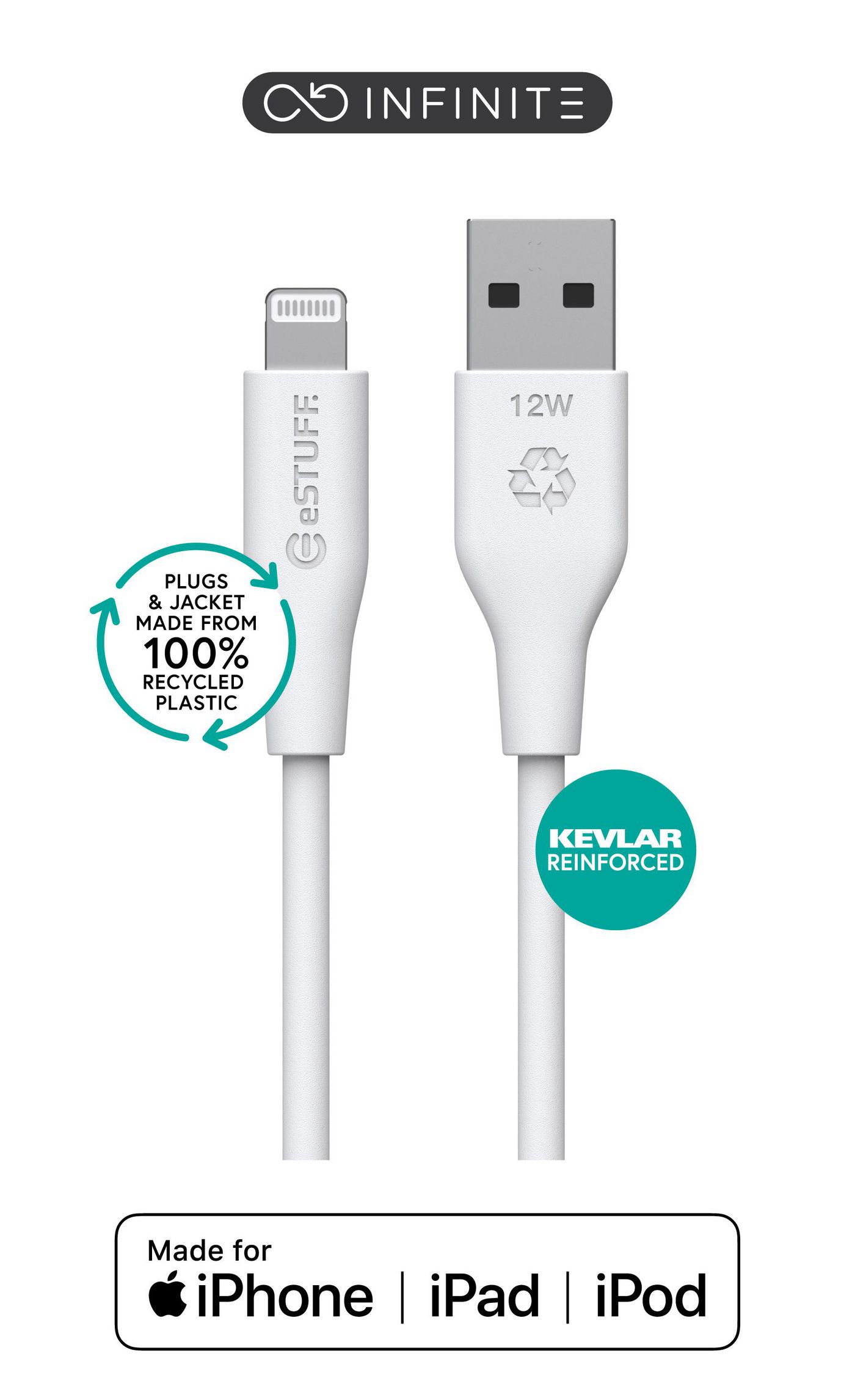 eSTUFF ES601170 lightning cable 1 m White