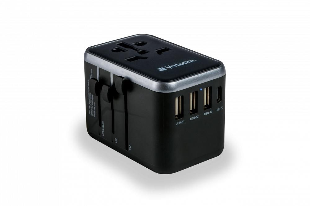 Verbatim 49546 Universal Travel Adapter, USB PD 61W, QC, 3x USB, 2x USB Type-C, 2500 W
